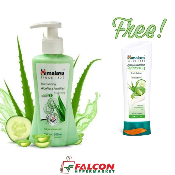 Himalaya Moisturizer Aloe Vera Face Wash + Himalaya Body Lotion Free - 200ml