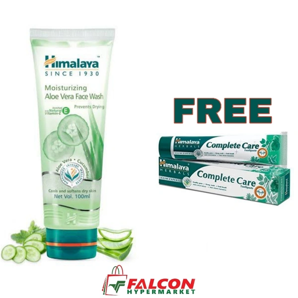 Himalaya Moisturizer Aloe Vera Face Wash + Himalaya Complete Care Toothpaste Free!  - 100ml