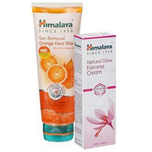 Himalaya Tan Removal Orange Face Wash + Natural Glow Kesar Face Cream Free - 100ml