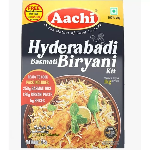 Aachi Hyderabadi Basmathi Biriyani Kit With Free Semiya Payasam Mix - 365g