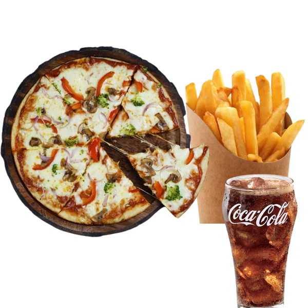 Paneer Pizza(S) + Fries + 2 Mocktails - Any Mocktail