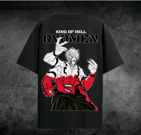 Gamaliel  Oversized Anime T-shirts Ryomen Sukuna  - Black, XXL
