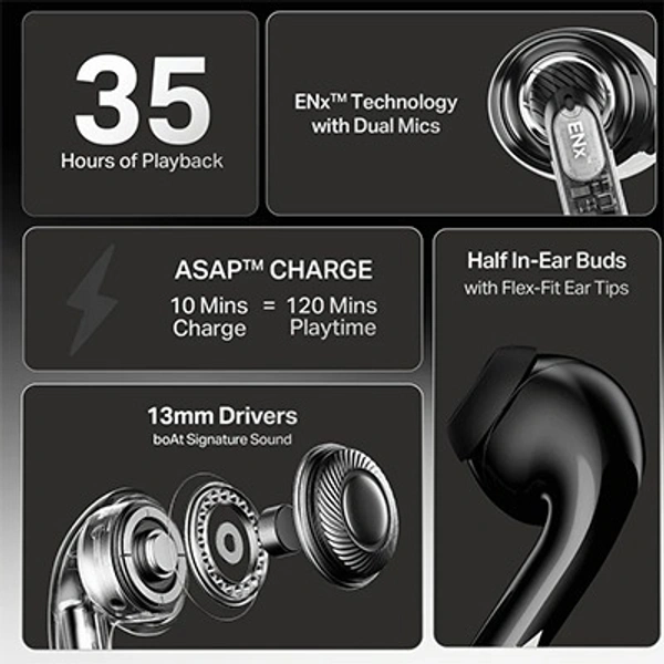boAt Airdopes 101v2 Earbuds - Pitch Black, New