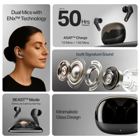 boAt Airdopes Plus 311 Wireless Earbuds - Black, New