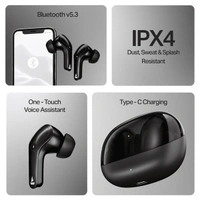 boAt Airdopes Plus 311 Wireless Earbuds - Black, New