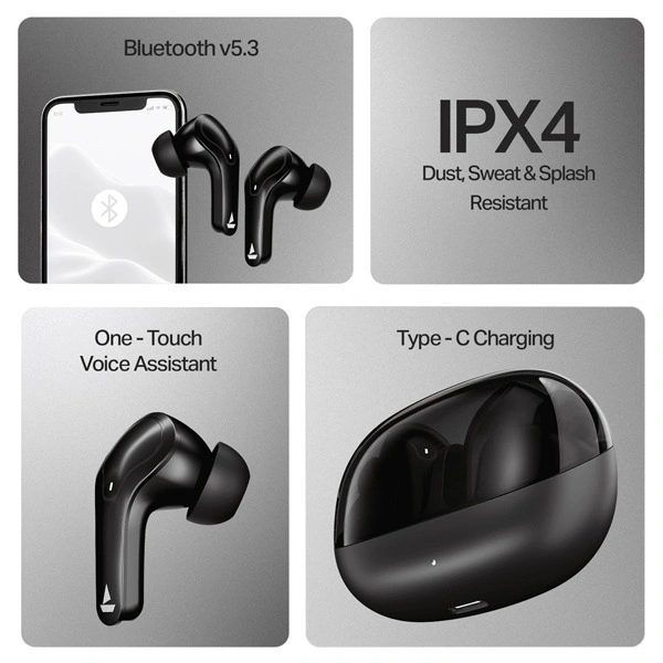 boAt Airdopes Plus 311 Wireless Earbuds - Black, New