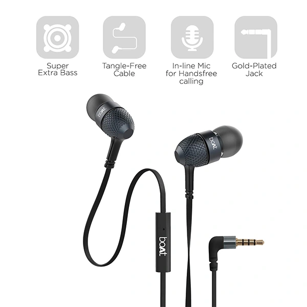 boAt Bass Heads 220 Wired in Ear Earphones - Frosty White - Frosty White