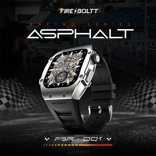 Fire-Boltt Fire Boltt Asphalt Bluetooth Calling 1.39 Inch Smart Watch - Silver Black - Silver Black, New
