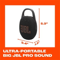 JBL Clip 5 Portable Bluetooth Speaker - Black - Black, New