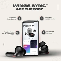 WINGS Wings Phantom 340 ANC Earbuds with Quad ENC Mic - Black - Black