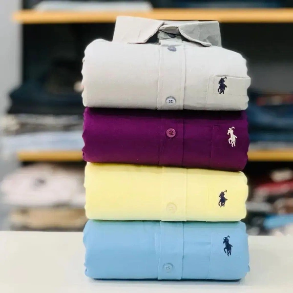R_L Polo Men's Plain Shirt Combo - Pack of 4 | Premium Cotton | Casual & Formal Wear