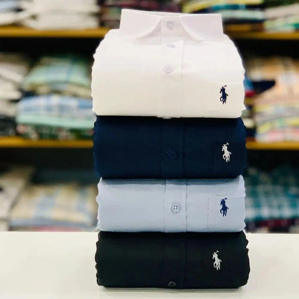 R_L Polo Men's Plain Shirt Combo - Pack of 4 | Premium Cotton | Casual & Formal Wear