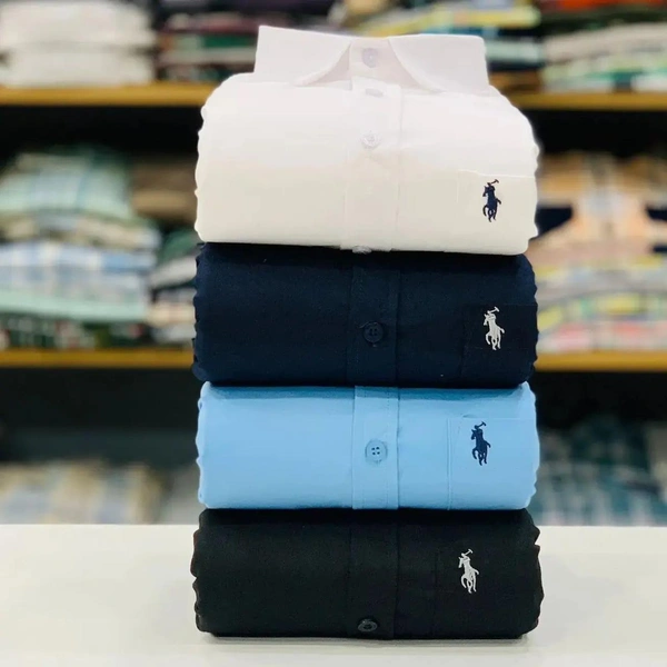 R_L Polo Men's Plain Shirt Combo - Pack of 4 | Premium Cotton | Casual & Formal Wear