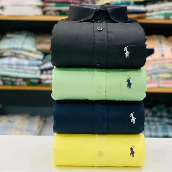 R_L Polo Men's Plain Shirt Combo - Pack of 4 | Premium Cotton | Casual & Formal Wear