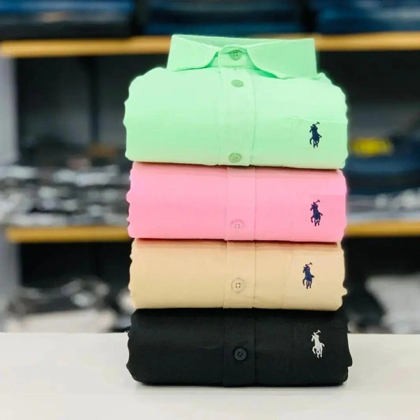 R_L Polo Men's Plain Shirt Combo - Pack of 4 | Premium Cotton | Casual & Formal Wear