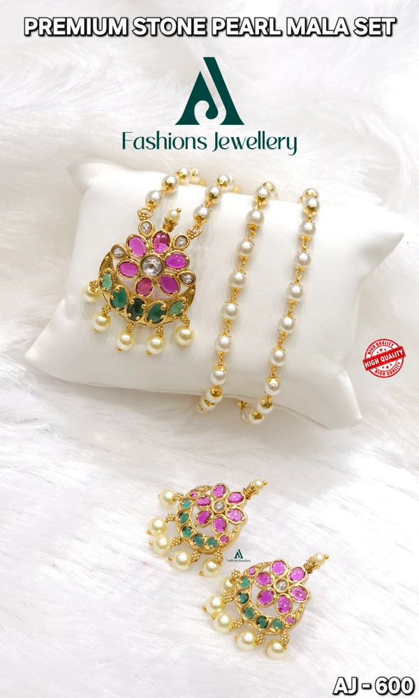 PREMIUM STONE PEARL MALA SET