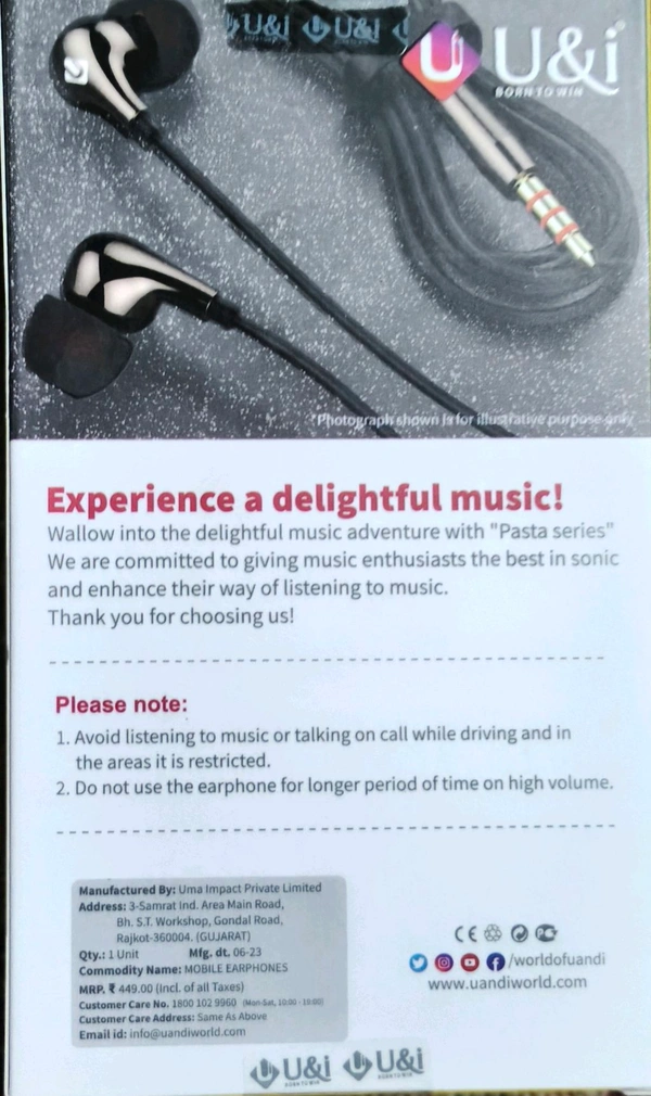 Ui-4320

PASTA SERIES Wired Earphones