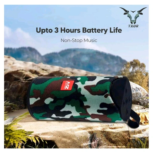 TXOR Stan, 10W IPX5 Bluetooth Speaker with TWS, Dynamic Powerful Bass and 1200 mAh Battery, USB and Memory Card Slot (Camouflage Green)