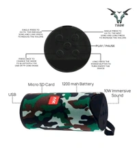 TXOR Stan, 10W IPX5 Bluetooth Speaker with TWS, Dynamic Powerful Bass and 1200 mAh Battery, USB and Memory Card Slot (Camouflage Green)