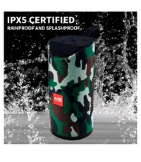 TXOR Stan, 10W IPX5 Bluetooth Speaker with TWS, Dynamic Powerful Bass and 1200 mAh Battery, USB and Memory Card Slot (Camouflage Green)