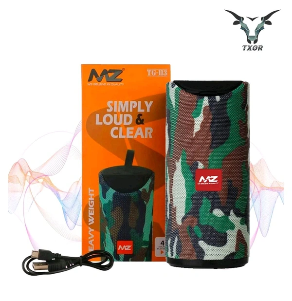 TXOR Stan, 10W IPX5 Bluetooth Speaker with TWS, Dynamic Powerful Bass and 1200 mAh Battery, USB and Memory Card Slot (Camouflage Green)