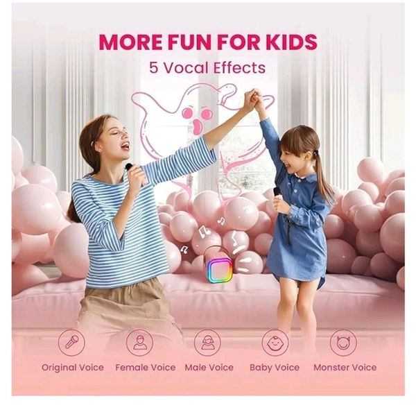 MY Dream Light Bluetooth Speaker with Mini Wireless Karaoke Mic, RGB Lights with Changing Modes, Voice Change Effects, Bluetooth Type C Fast Charging Port for Kids