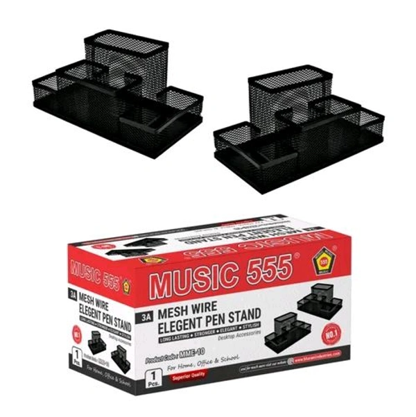 Black Muslc 555 Mesh Wire Elegent Pen Stand For Office 