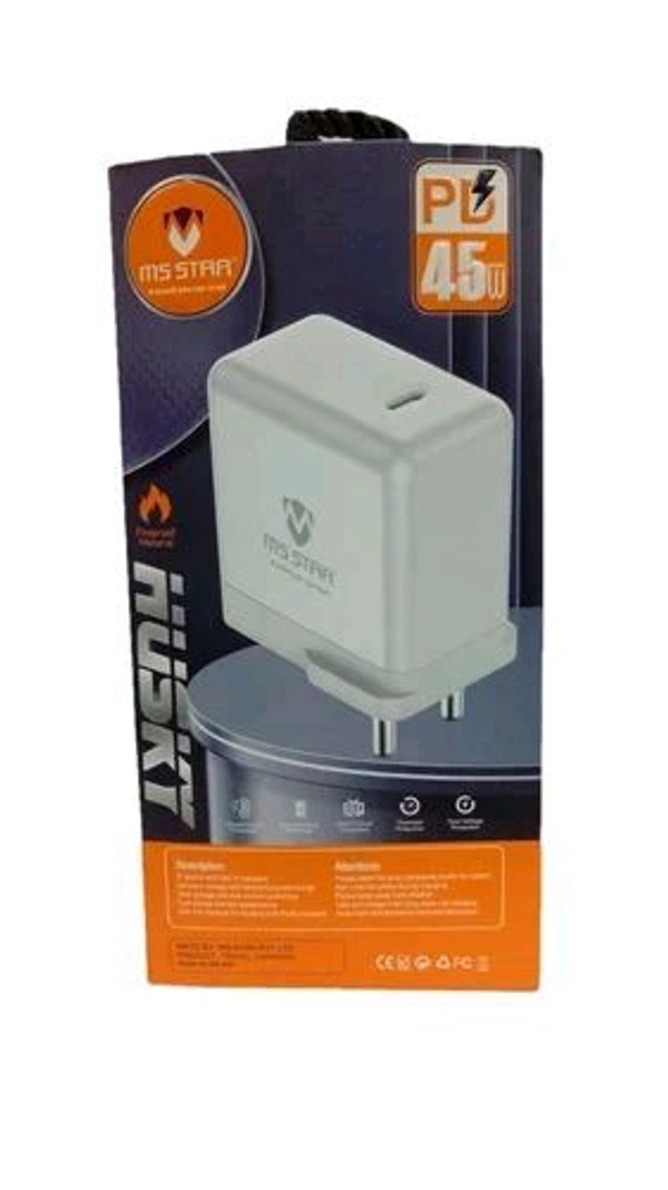 
MS Star 45 watt Fast Charging Type-C Cable and Power Adapter, White
