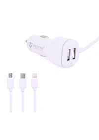 
MS STAR 18W Eon Car Charger USB C Fast Charging | 3 in 1 Dual Port for iPhone 16 Pro Max 15 14 13 12 Samsung Galaxy S25 Android