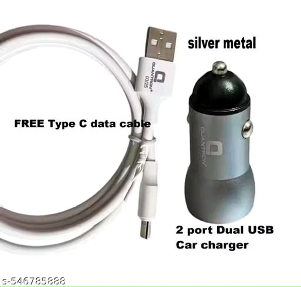 AKKA Quantron 15 Watt Dual USB Car Charger with Type C Charging Cable High Performer Dual USB Car Charger [