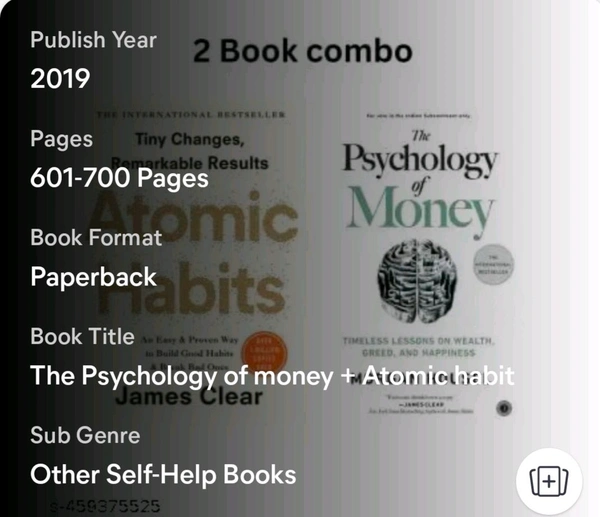 The Psychology Of Money & Atomic Habits ( 2 Book Combo ) - Free Size