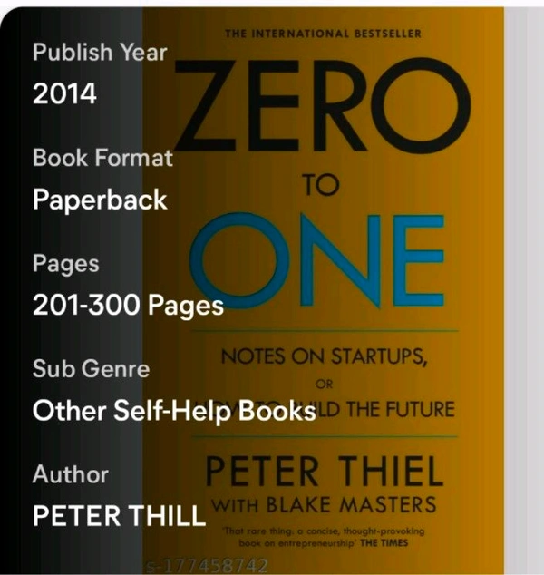 Zero To One Book - "Always One Is Better Than Zero", Free Size