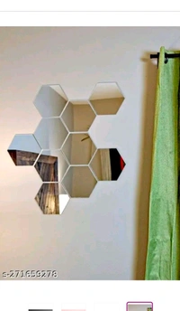 Wall Stickers Mirror Horizontal Silver, For Kitchen,Hall, Bedroom, - Free Size