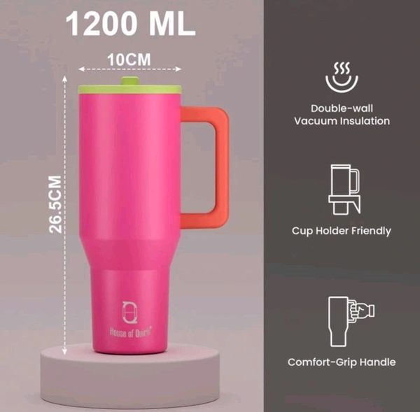 Tumbler With Handle & Simple Flip Straw Leak Resistant Water Bottle 1200 Ml Bottle Pack Of 1