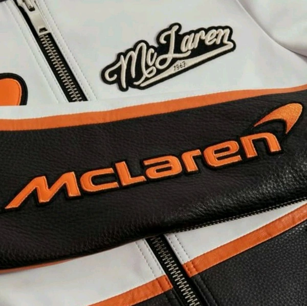 MCLAREN F1 RACING LEATHER JACKET  - White, LEATHER, XS