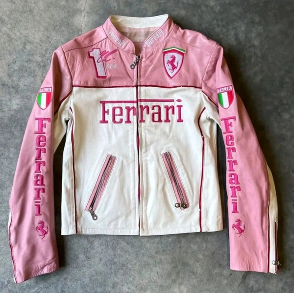 RARI PINK F1 Leather Jacket  - White Pointer, Leather, L
