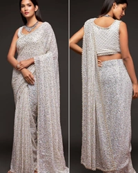 SSD Party Wear Saree - Silver