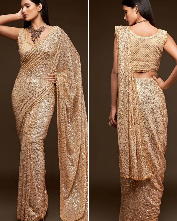 SSD Party Wear Saree - Grey