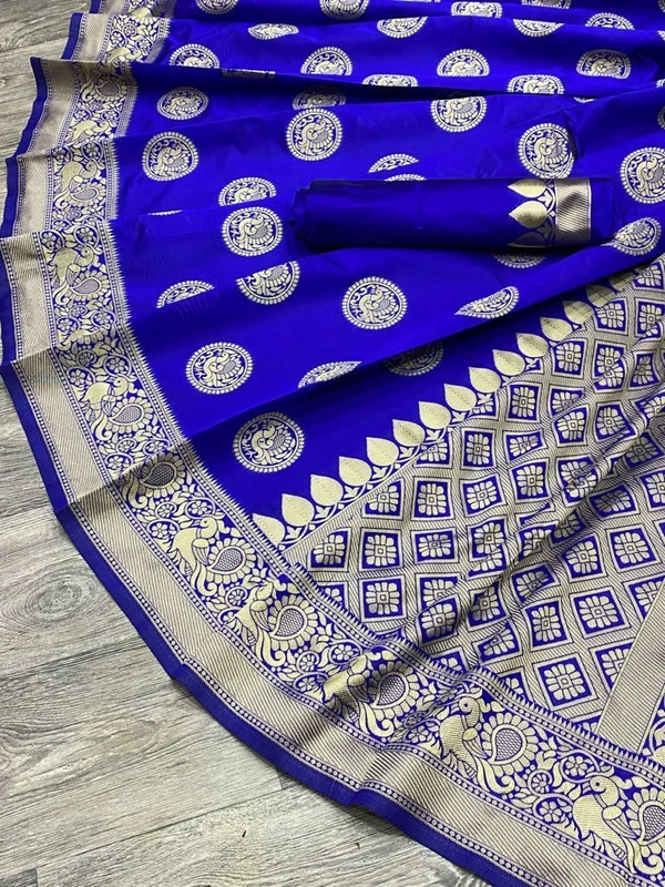SSD Breathabale Organic Banarasi Saree - Blue