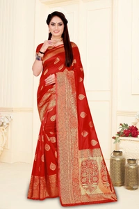 Soft Lichi Saree -8101 - 8101, Red, store.shoopy.in/mobilekart