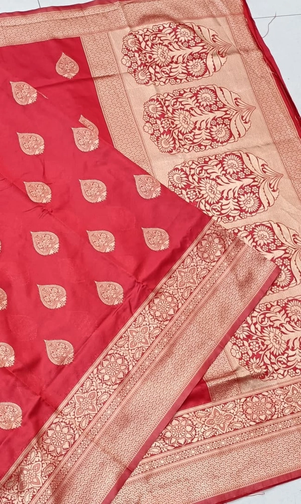 Soft Lichi Saree -8101 - 8101, Red, store.shoopy.in/mobilekart