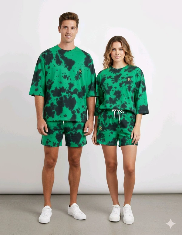 Unisex Tie Dye Oversized T-Shirt & Shorts Combo 