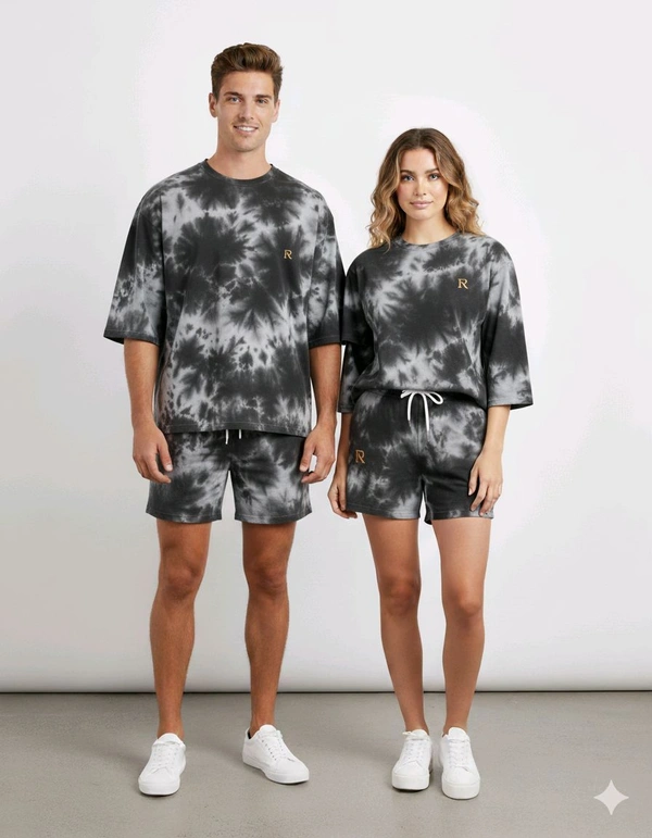 Unisex Tie Dye Oversized T-Shirt & Shorts Combo 