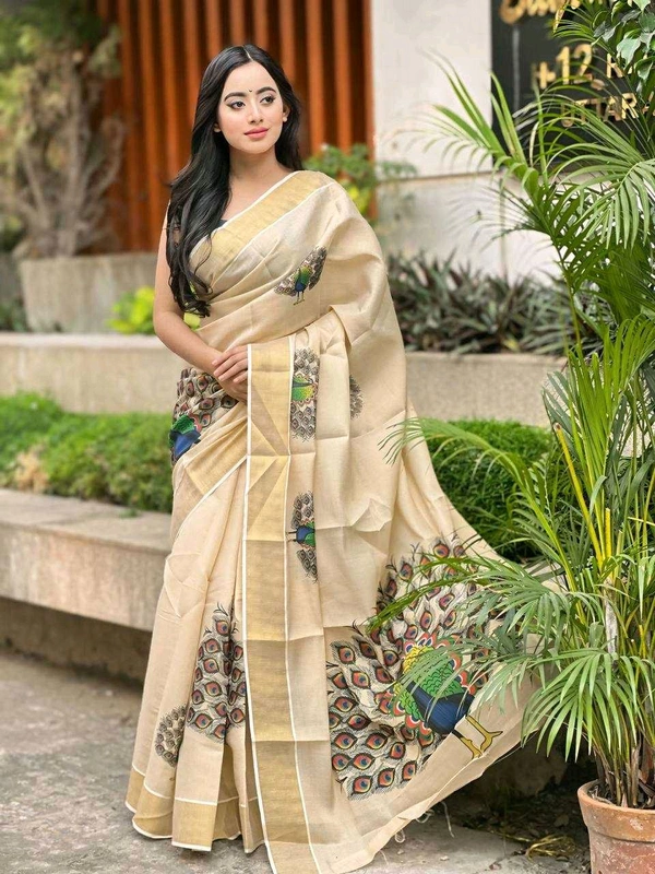 Soft Gold Banarasi Tissue Silk Saree 
