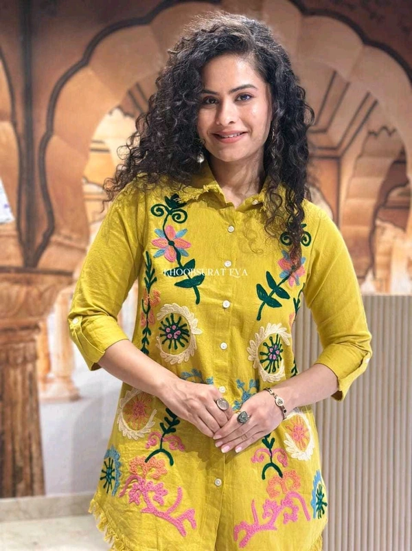 Premium Cotton Flax Co-ord Set – Fully Embroidered