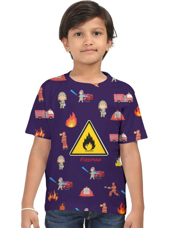 Kids AOP Fireman Theme T-Shirt 