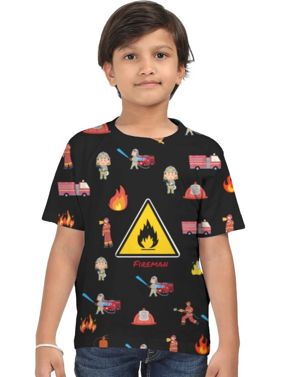 Kids AOP Fireman Theme T-Shirt 