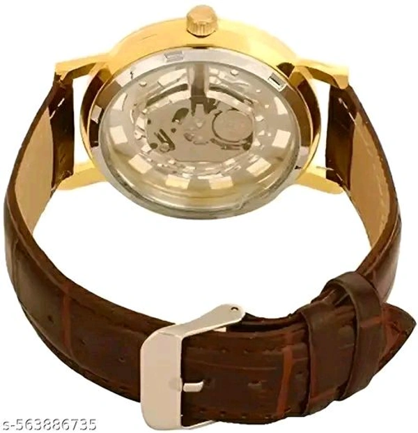 Americanviber AMERICANVIBER Trendy Transparent Dial Watch For Men - Gold, Free Size