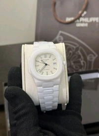 Patek Phillippe Nautilus Japan Ceramic White Luxury Watch - White, Free Size