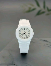 Patek Phillippe Nautilus Japan Ceramic White Luxury Watch - White, Free Size